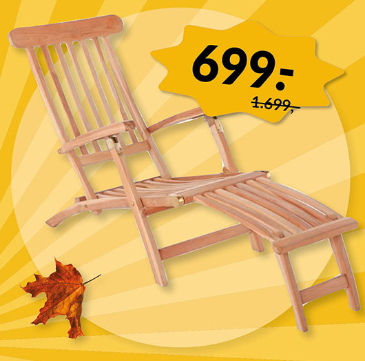 KØLN TEAK DÆKSTOL - EFTERÅRSSALG